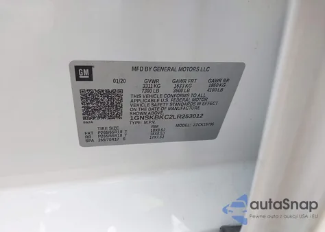 2020 Chevrolet Tahoe 4Wd Lt из США, поврежденный, VIN 1GNSKBKC2LR253012